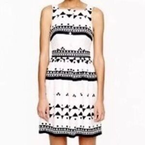 NWT Linen Blend J. Crew Black & White Sleeveless A-Line Dress, Pockets, Lined, 8